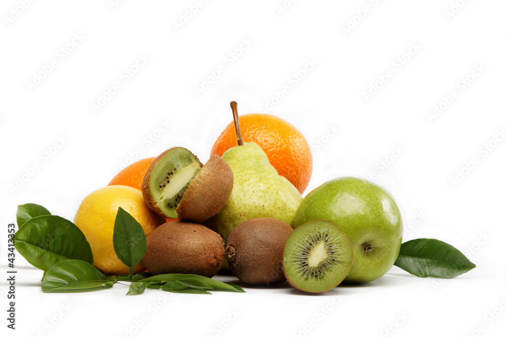 Fresh fruits isolated on a white background.