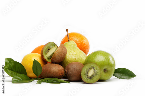 Fresh fruits isolated on a white background.