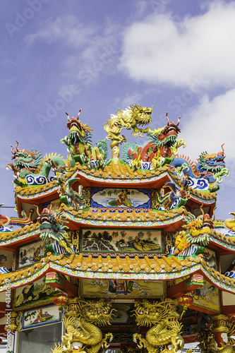 dragon on roof at chinese temple,thailand