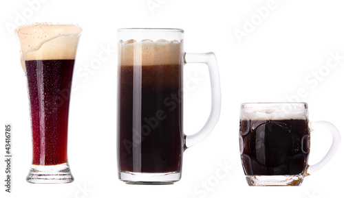 beer glass collection isolated