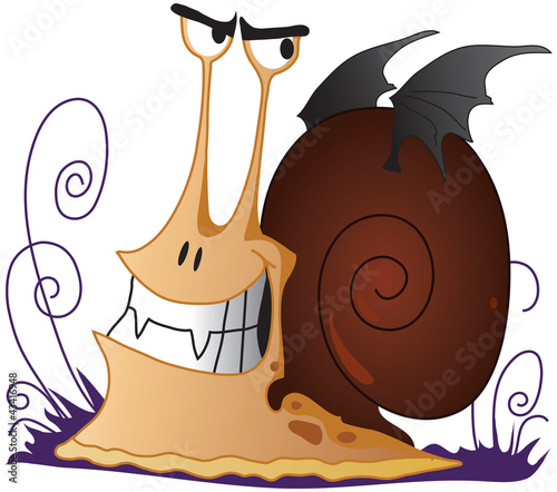 Schilderij op canvas Spiteful snail the vampire with wings