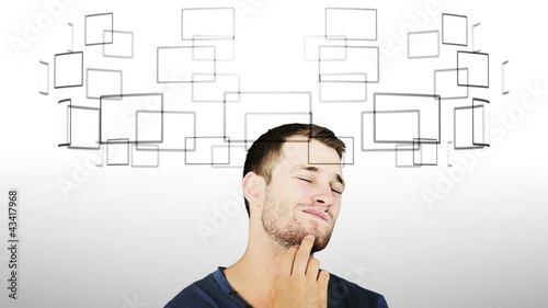 Frames turning around a man