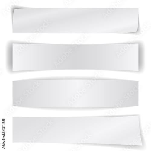 Set of blank paper banners isolated on white.