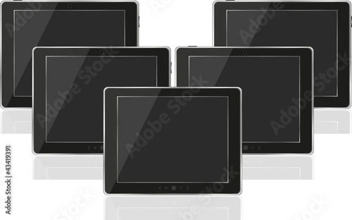 Vector realistic tablet pc computer with a black screen