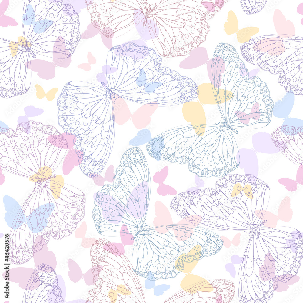 Naklejka premium Seamless background with butterflies