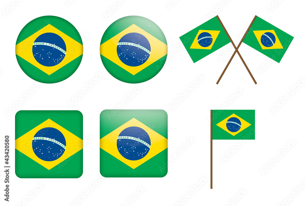set of badges with flag of Brazil vector illustration set of badges with flag of Brazil vector illustration