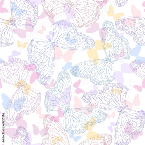 Seamless background with butterflies