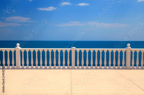 terrace with balustrade overlooking the sea photo