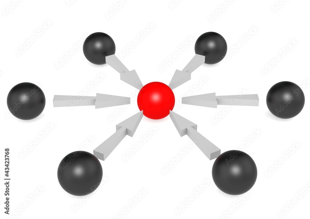 Conceptual image of sphere and arrows Conceptual image of sphere and arrows