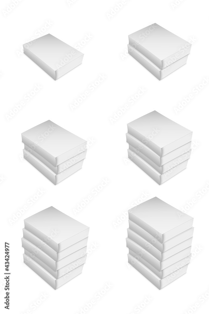 Group of Blank book with white cover on white background..