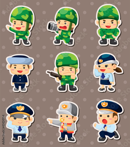 cartoon police and soldier stickers