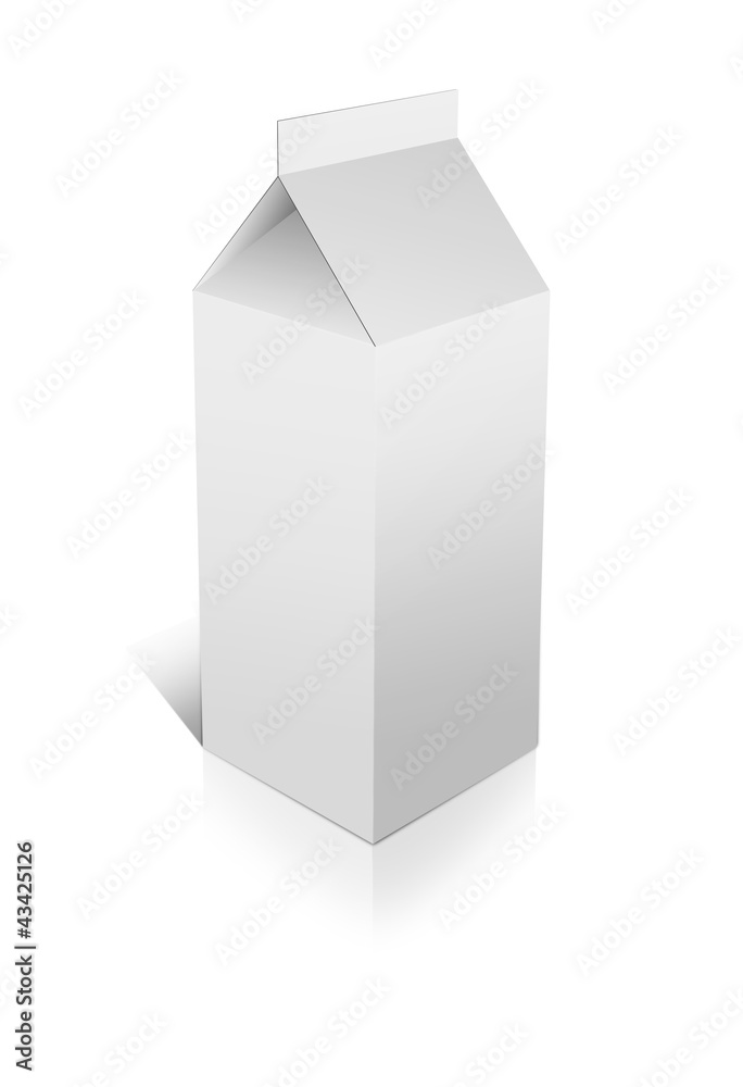 White blank milk box on white background. White blank milk box on white background.