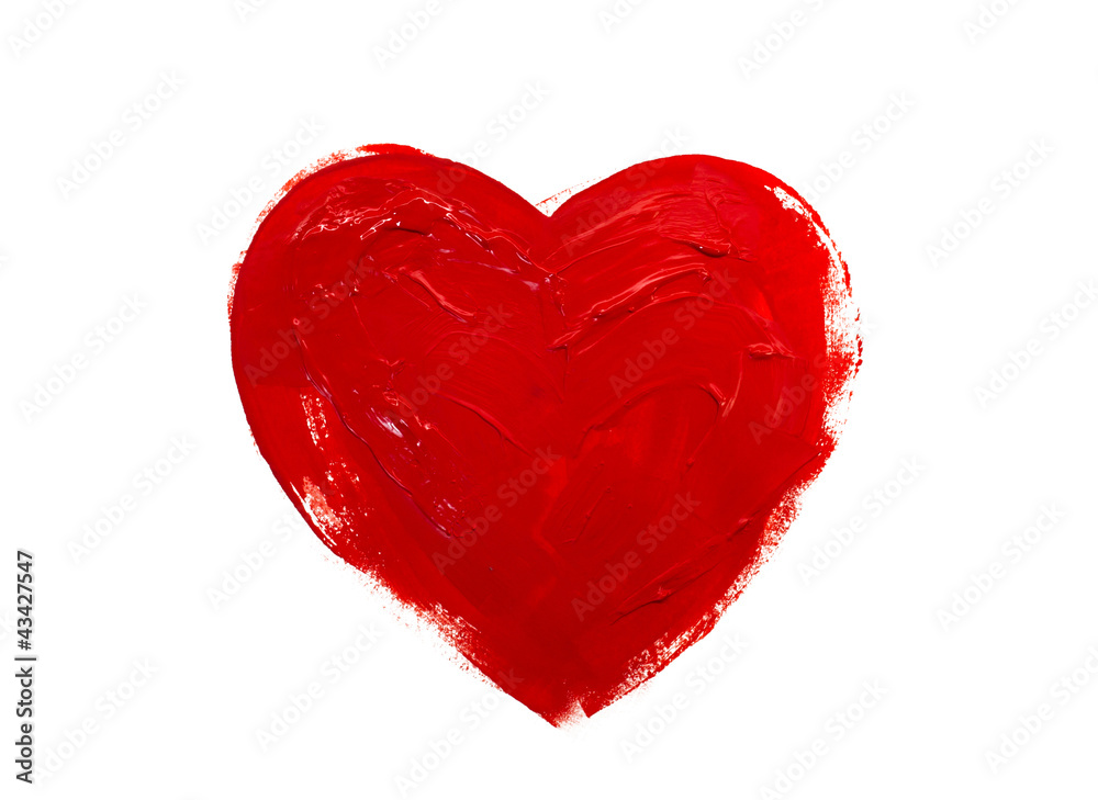 Red heart love. Art paints.