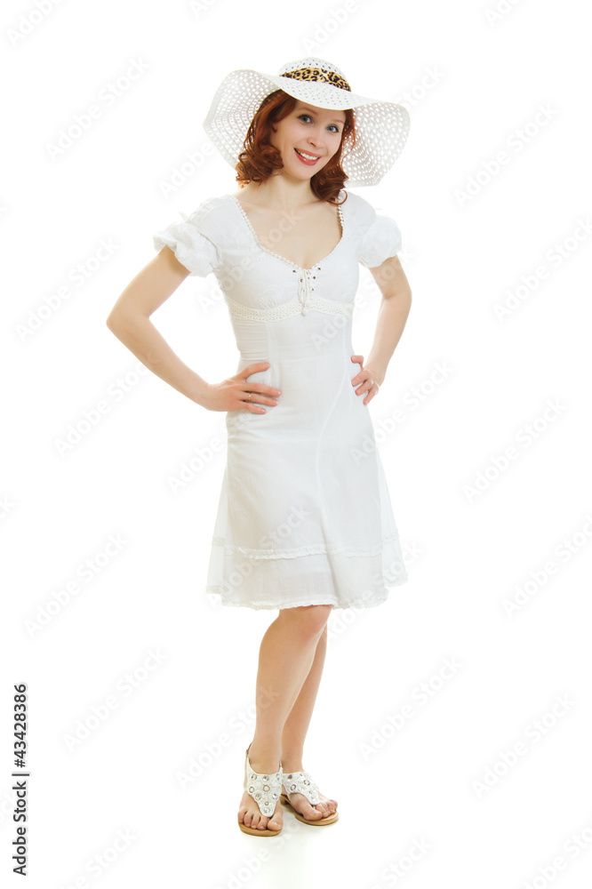 Happy beautiful sexy young woman in white dress Happy beautiful sexy young woman in white dress