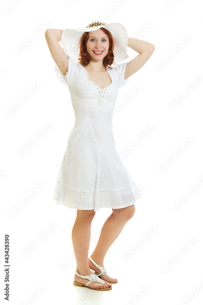 Happy beautiful sexy young woman in white dress Happy beautiful sexy young woman in white dress