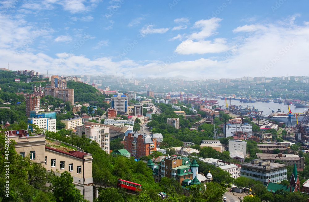 Vladivostok. Panorama of the Golden Horn