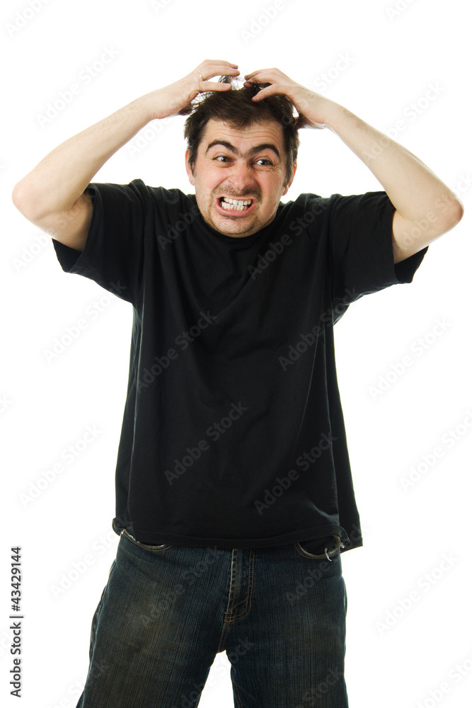 Screaming from despair a man Screaming from despair a man