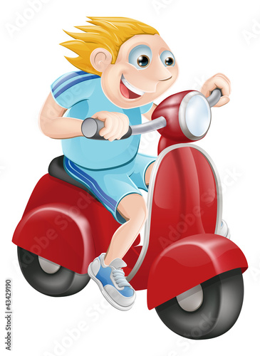 Happy man on his moped