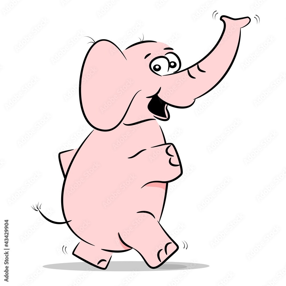 Fototapeta premium A cartoon elephant taking a walk