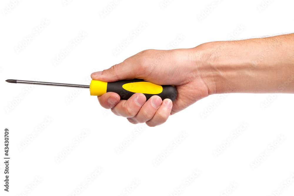 Φωτογραφία Hand holding a yellow and black screwdriver
