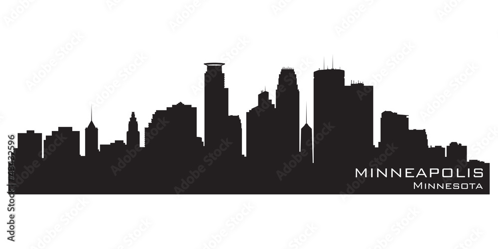 Obraz premium Minneapolis, Minnesota skyline. Detailed vector silhouette