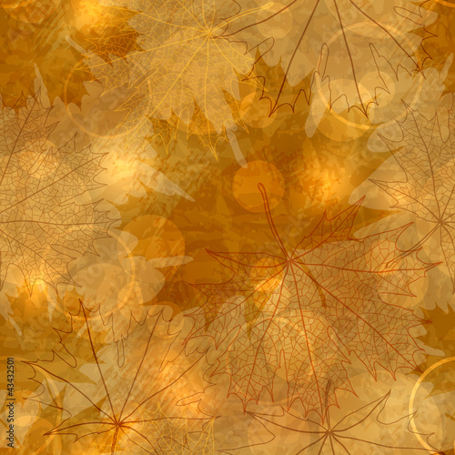 Seamless pattern - Autumnal leaves, vector illustration, eps-10