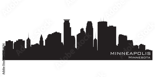 Minneapolis, Minnesota skyline. Detailed vector silhouette photo