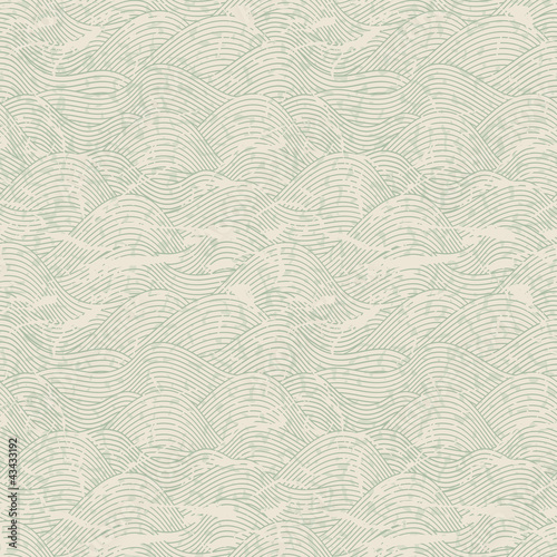Seamless wave hand drawn pattern. Abstract vintage background.