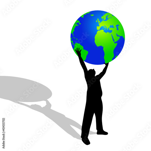 man holding a globe vector illustration