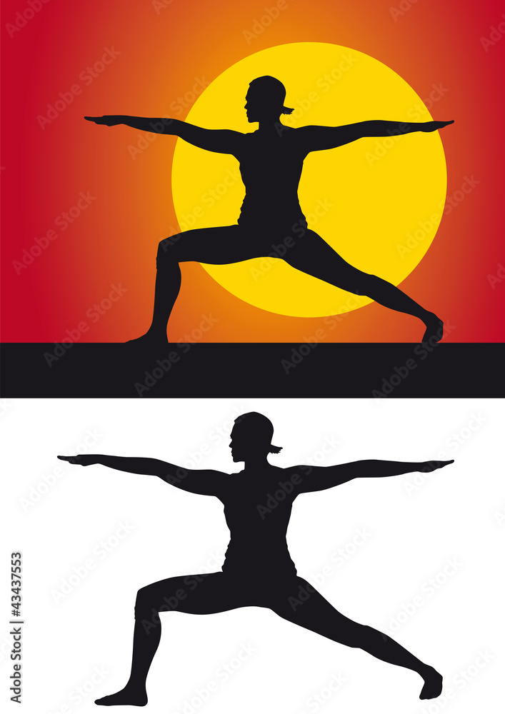 Yogi silhouette against a colored background