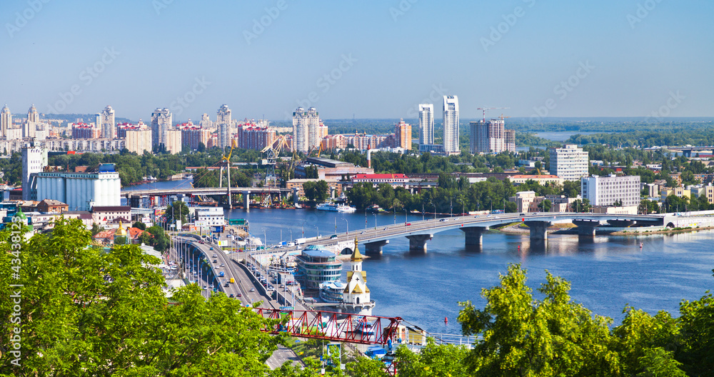 Kiev cityscape and Dnieper river