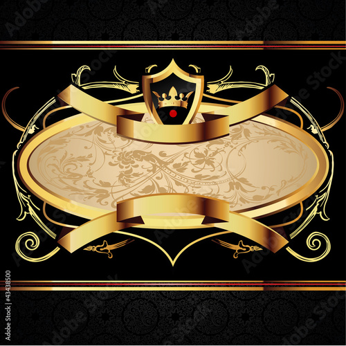Vector decorative ornamental background with golden elements.
