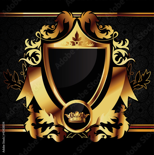 Vector decorative ornamental background with golden elements.