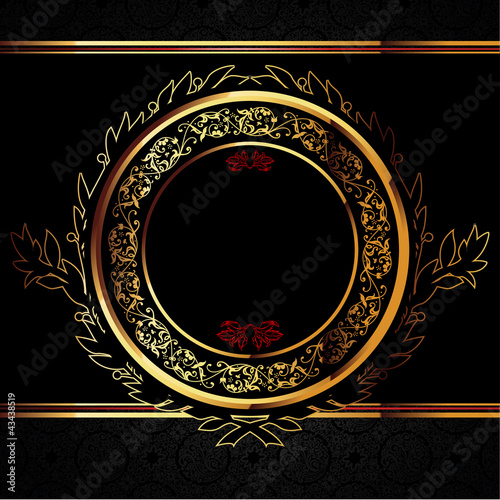 Vector decorative ornamental background with golden elements.