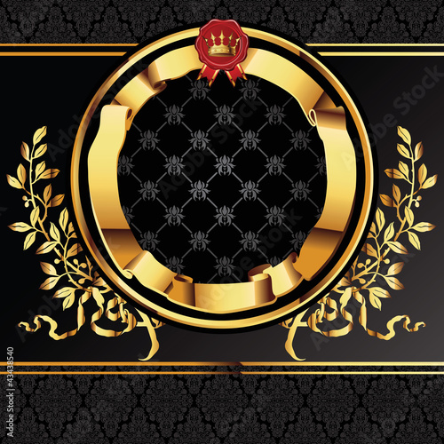 Vector decorative ornamental background with golden elements.