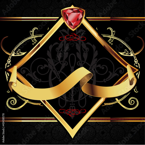 Vector decorative ornamental background with golden elements.