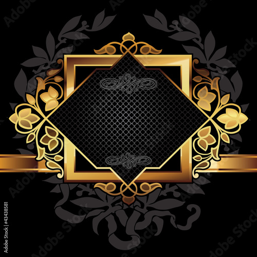 Vector decorative ornamental background with golden elements.