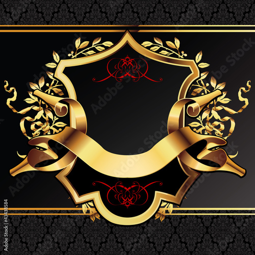 Vector decorative ornamental background with golden elements.