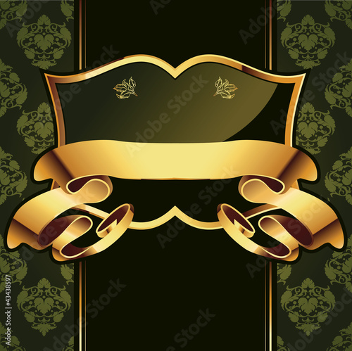 Vector decorative ornamental background with golden elements.