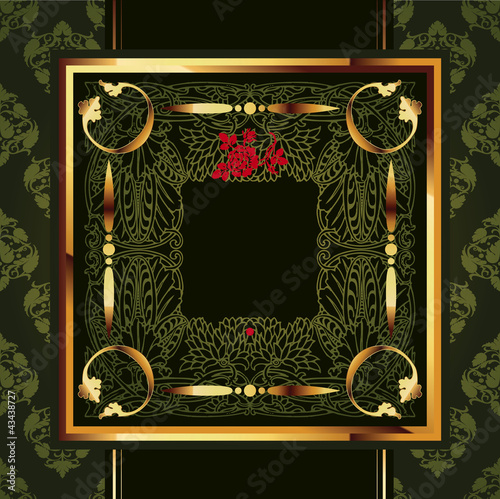 Vector decorative ornamental background with golden elements.