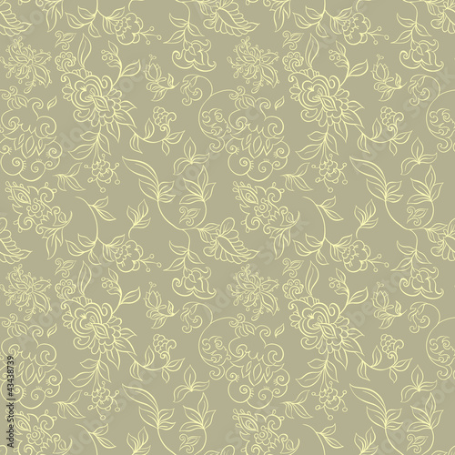 Seamless floral pattern. Background with flowers and leaves