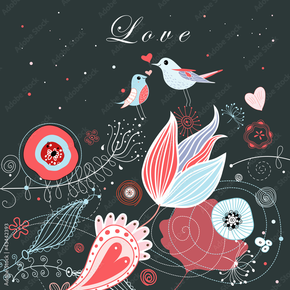 floral background with birds floral background with birds