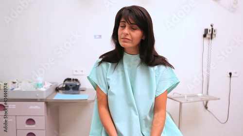 Anxious patient sitting while waiting a doctor
