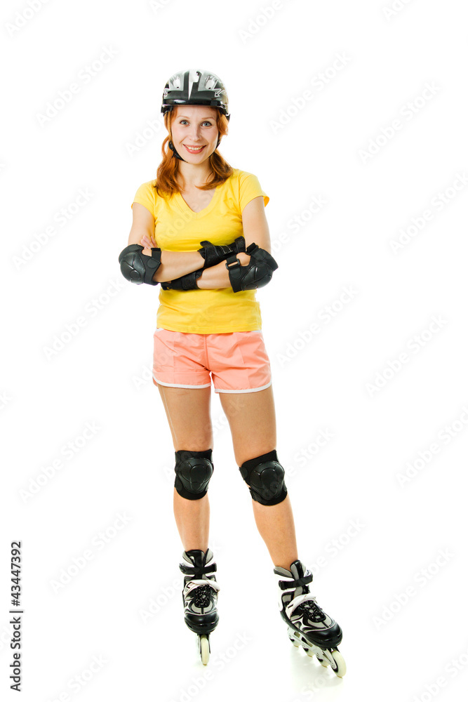 beautiful young woman on roller skates beautiful young woman on roller skates