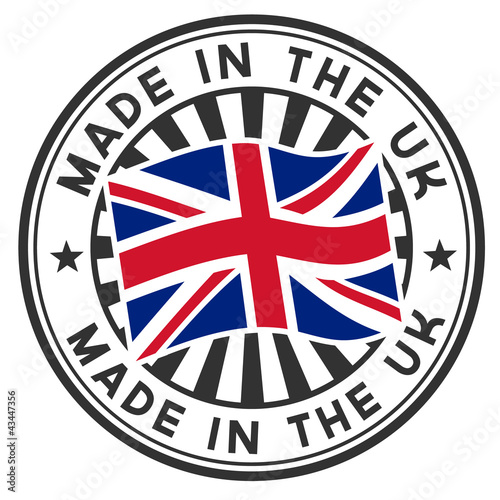 A circular lettering made in the UK. Vector decal or stamp