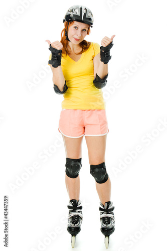 beautiful young woman on roller skates