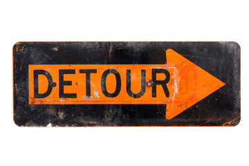 Detour sign - old orange and black  road sign