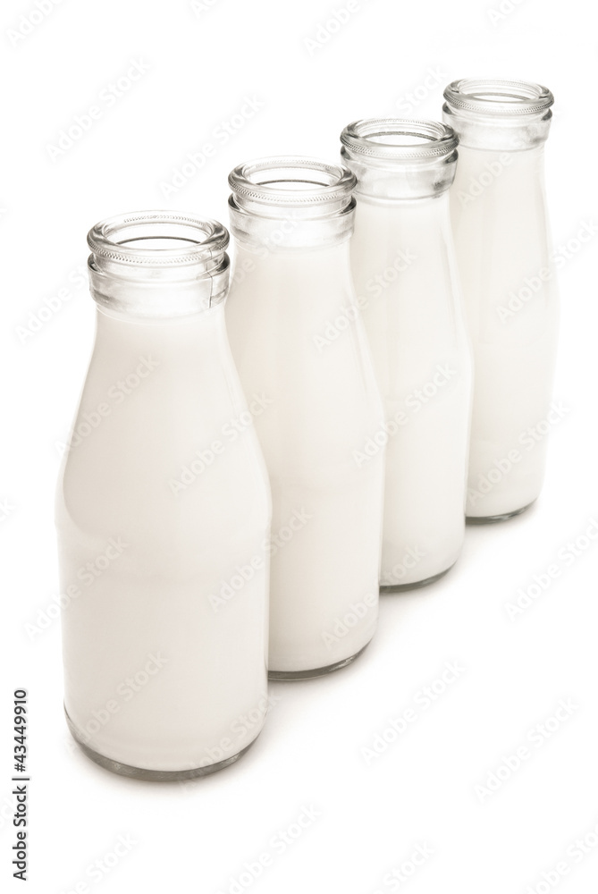 4 milk bottles with clipping path 4 milk bottles with clipping path