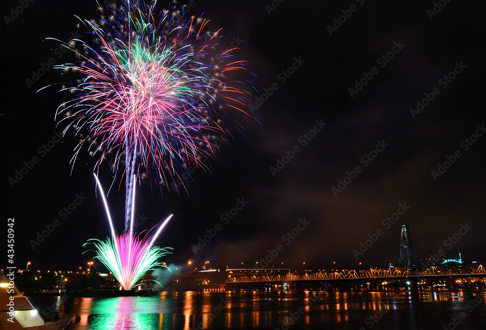 firework under the Willamette river