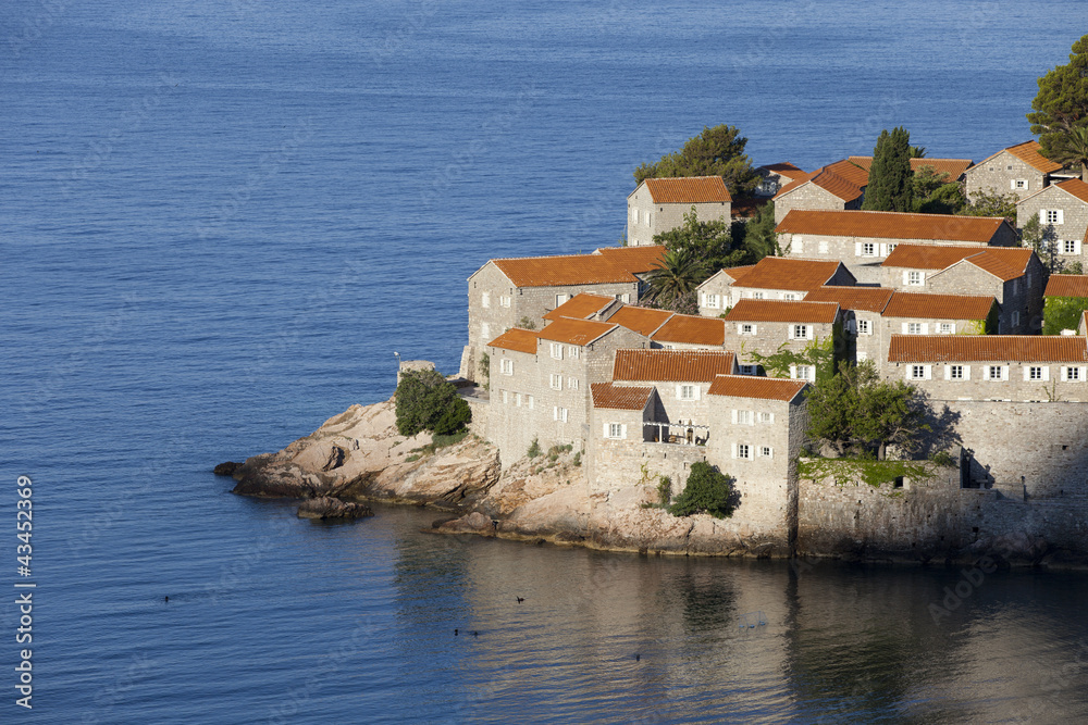 island town St.Stephan in adriatic sea, Montenegro